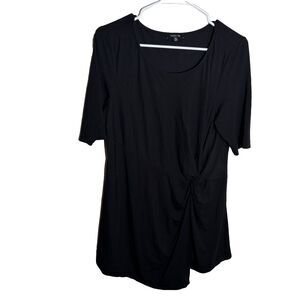 Vision 155 T-Shirt Women's Medium Black Twist Short Sleeve Ruched Tunic Top